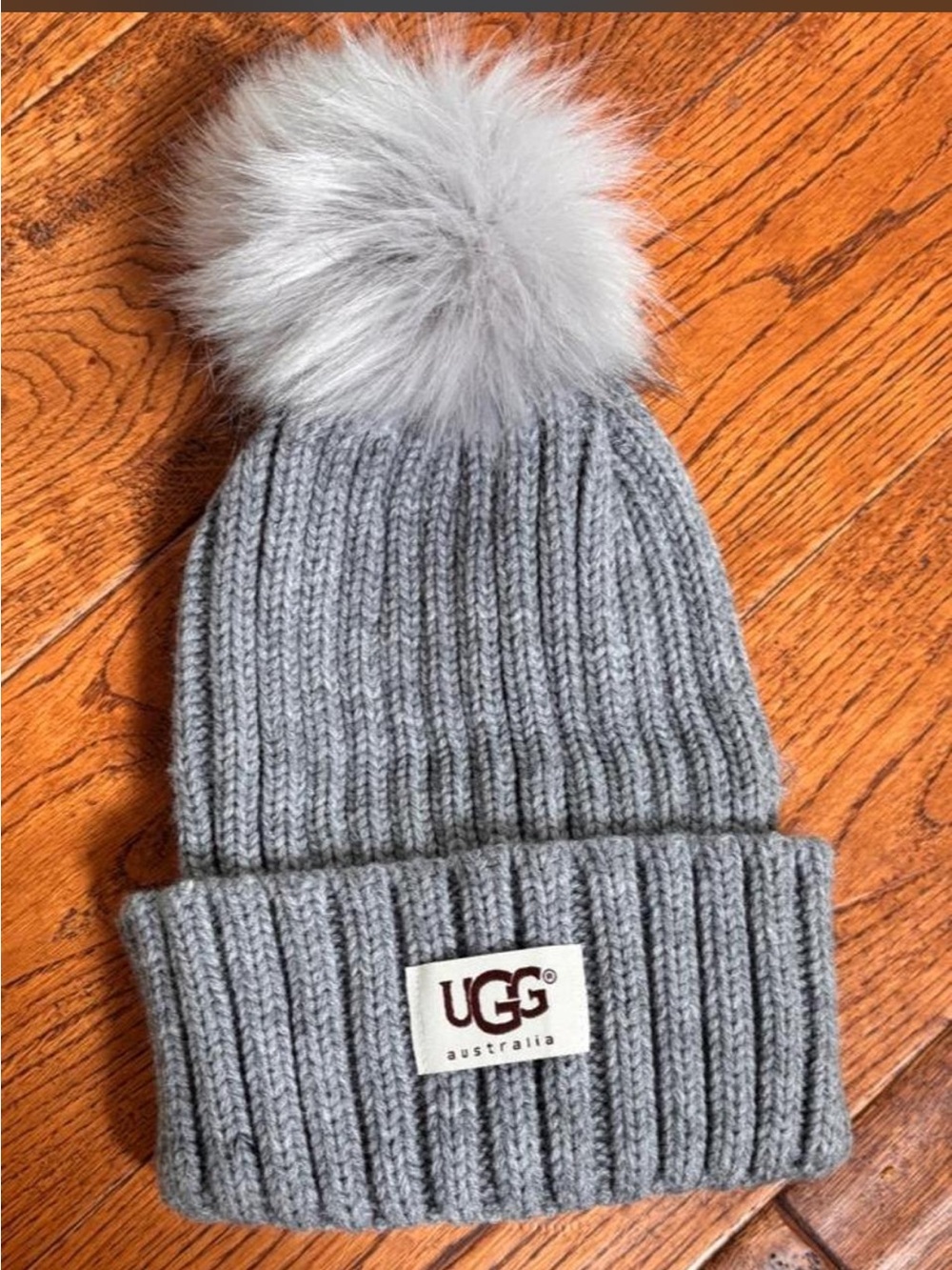 UGG Gray Knit Pom Beanie